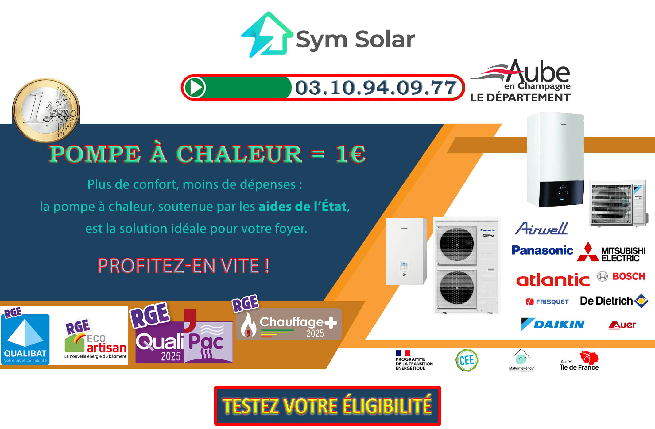 Pompe à chaleur 1 euro La Fosse Corduan 10100
